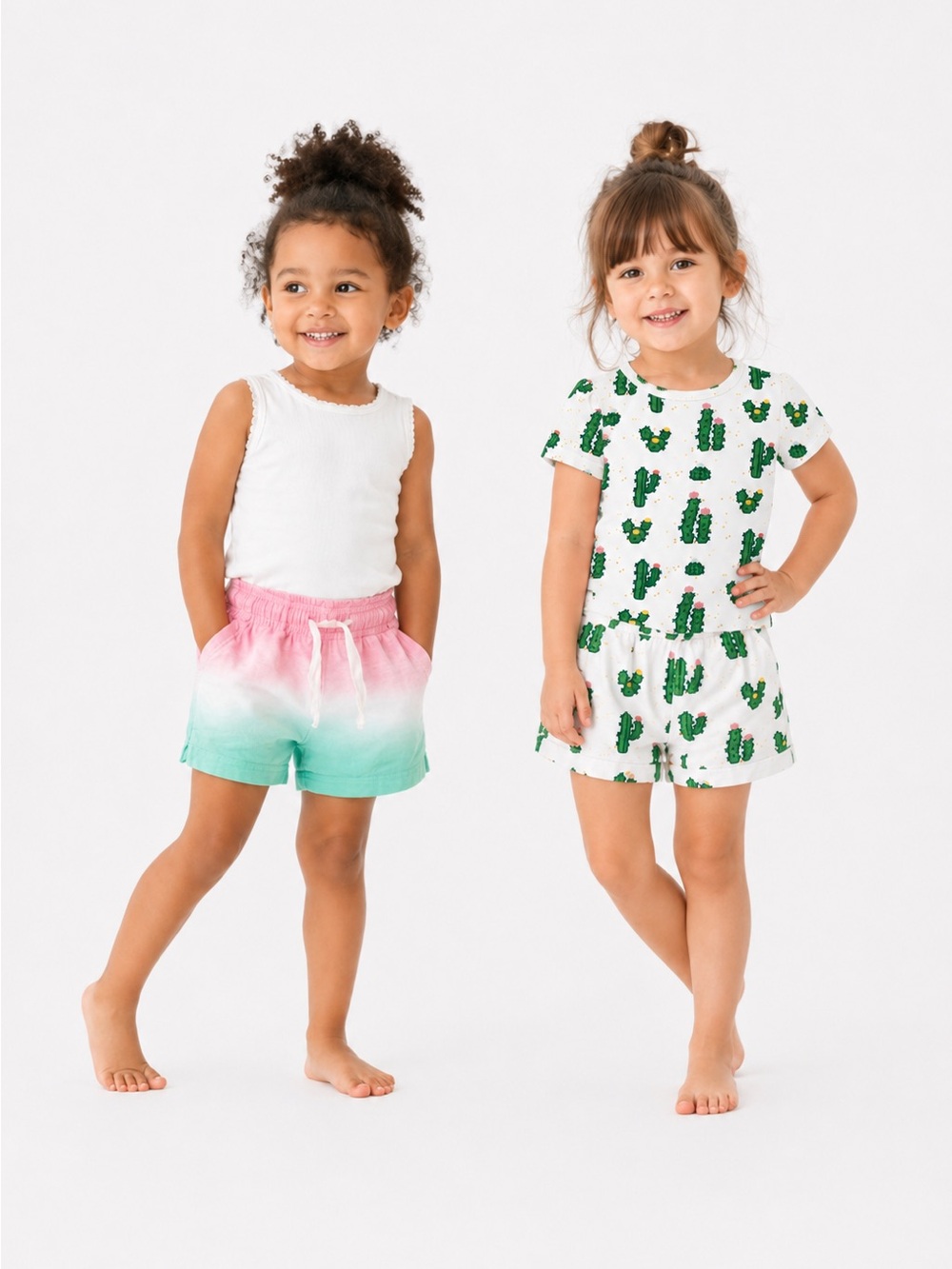 Monica + Andy Cactus Set + Primary Ombre Shorts Bundle 3T
